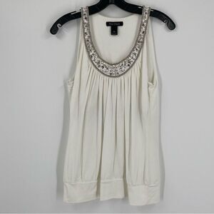 White House Black Market Women’s Scoop Neck Sleeveless Beaded Blouse size M